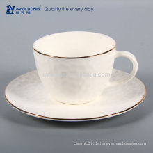 Plain White Logo Customized Großhandel Keramik Knochen China Kaffee Tee Tasse und Untertasse Set, Tasse Kaffee